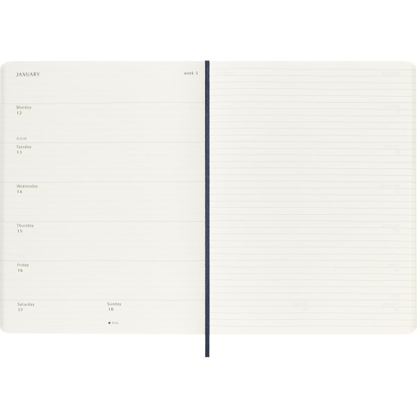 Moleskine 2026 Kalender | S | Uge | XL | Blå