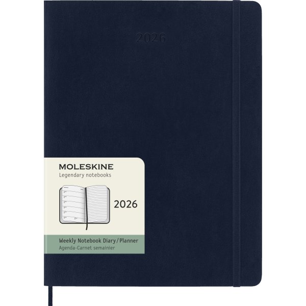 Moleskine 2026 Kalender | S | Uge | XL | Blå