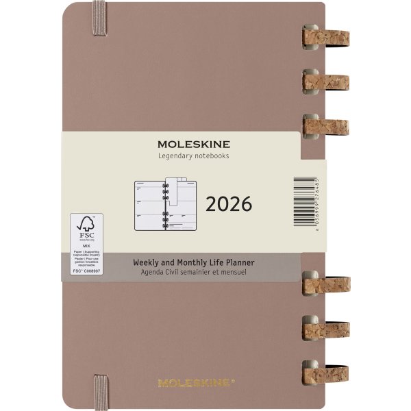 Moleskine 2026 Kalender | Spiral | Uge | L | Beige