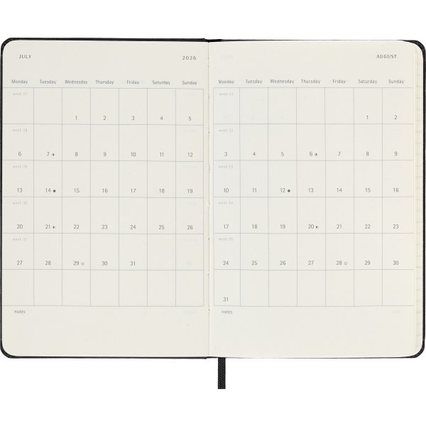 Moleskine 2026 Kalender | H | Dag | Poc. | Sort