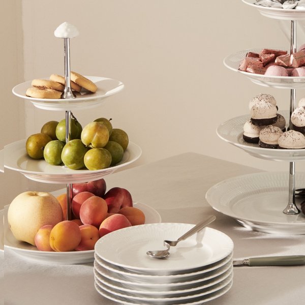 Royal Copenhagen Hvid Riflet Étagère 3 Lag H35,5cm