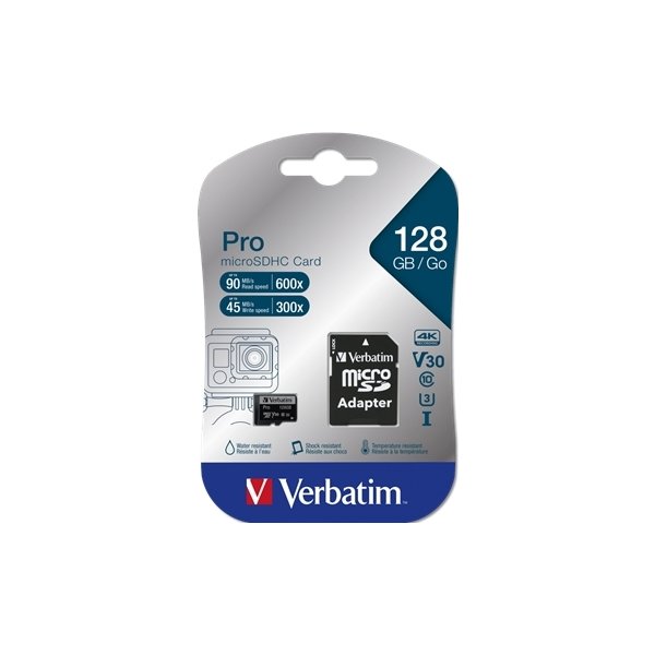 Verbatim Micro SDXC Card PRO 128GB U3 med Adaptor