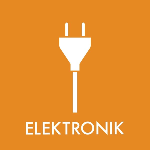 Affaldspiktogram 12x12cm selvklæb, Elektronik