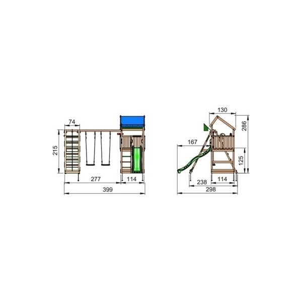 Jungle Gym Home 2.1 legetårn m/climb og rutsjebane
