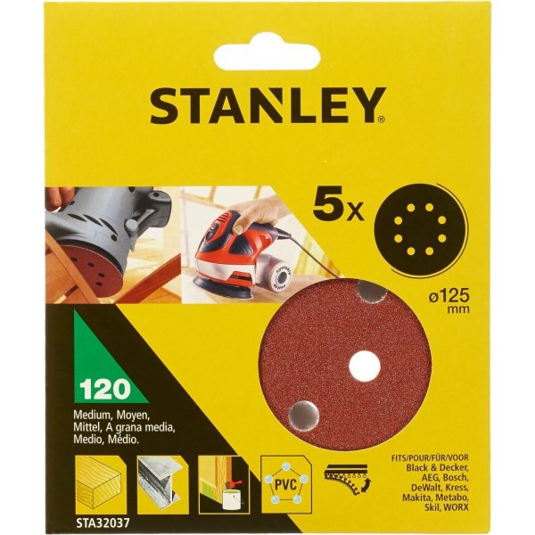 Stanley Slibeskive Ø125 mm, korn 120, 5 stk.