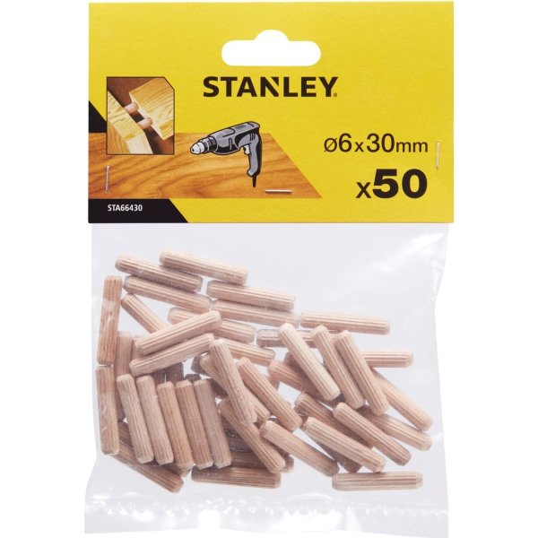 Stanley Trædyvler Ø6 mm, 30 mm, 50 stk.