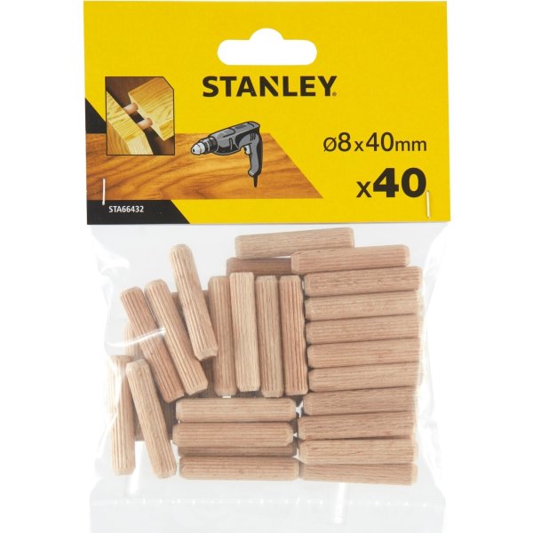 Stanley Trædyvler Ø8 mm, 30 mm, 40 stk.
