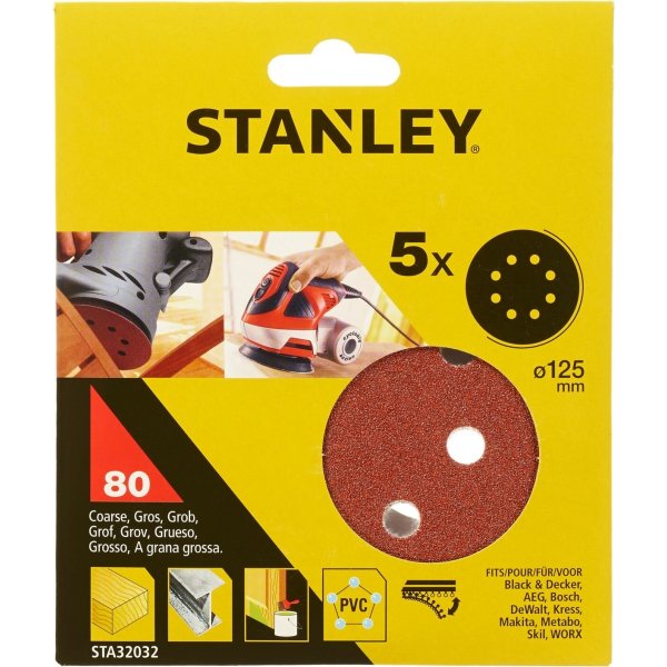 Stanley Slibeskive Ø125 mm, korn 80, 5 stk.