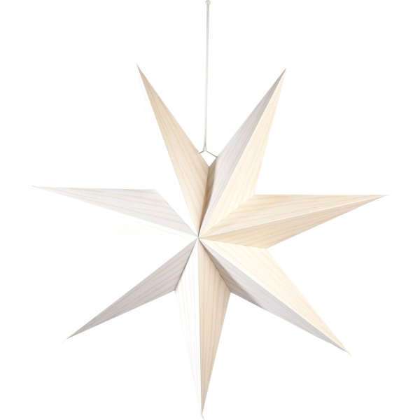 Papirstjerne, Ø75cm, (ekskl) kabel & pære, hvid