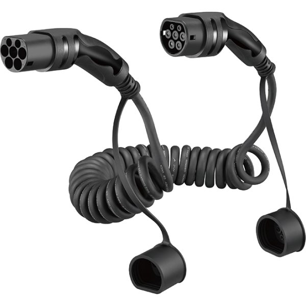 Avant Spiralladekabel type-2 3-faset 5 meter, sort