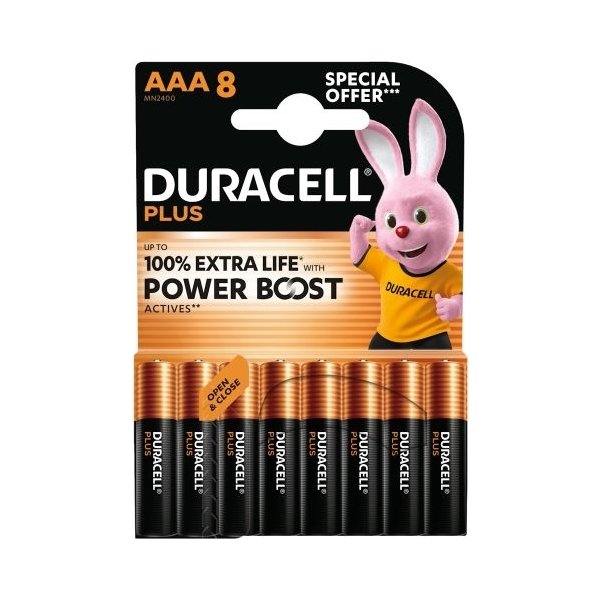 Duracell Plus Boost AAA batteri, 8 stk