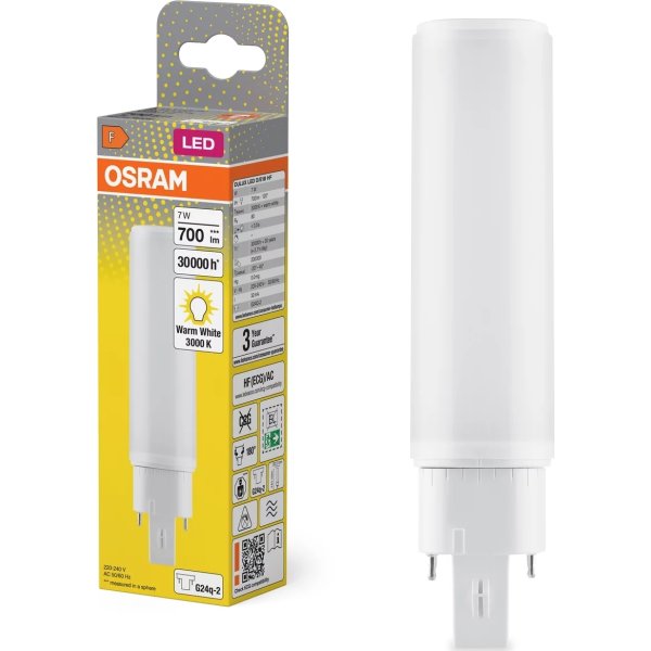 Osram Delux LED D/E lysstofrør, 7W/830, G24Q-2