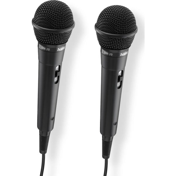 HAMA Mikrofon Karaoke Dynamisk Mono 2-Pak, Sort