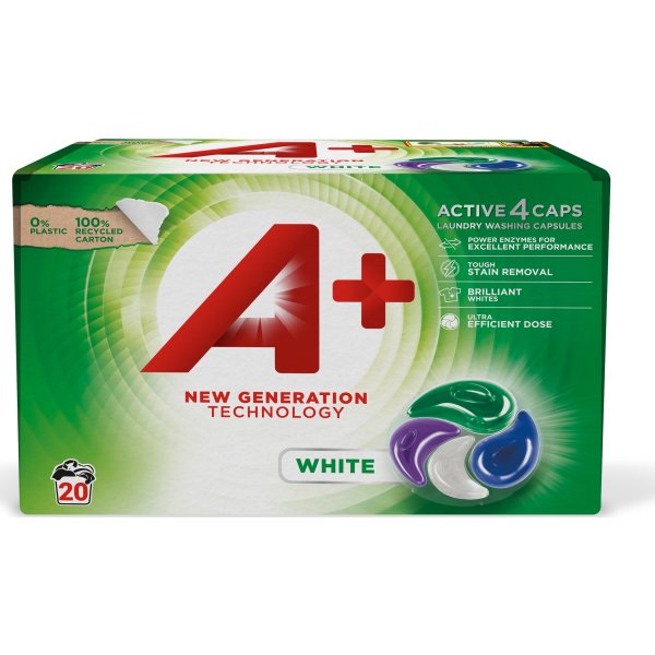 A+ Active 4 Vaskekapsler | White | 20 stk.