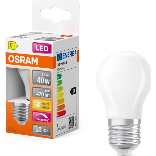 Osram Superstar LED Kronepære, E27, 3.4W, dæmpbar