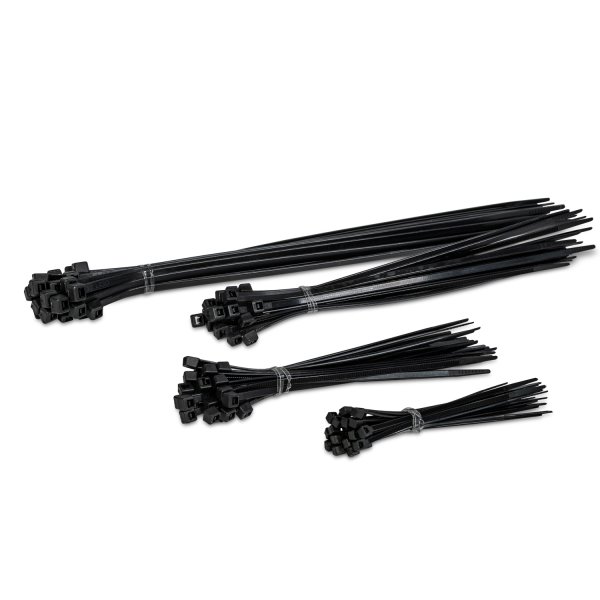 Kabelstrips - 100/150/200/300 mm, Sort, 100 stk.