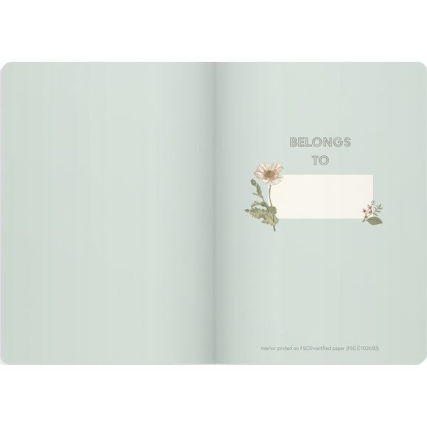 Burde Deluxe Notesbog, A5, linjeret, blue flower