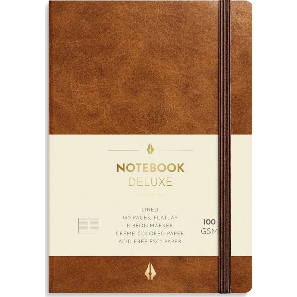 Burde Deluxe Notesbog, A6, linjeret, brown