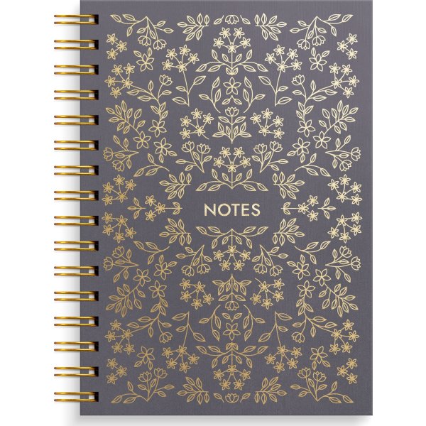 Burde Notesbog, A5, linjeret, black flower