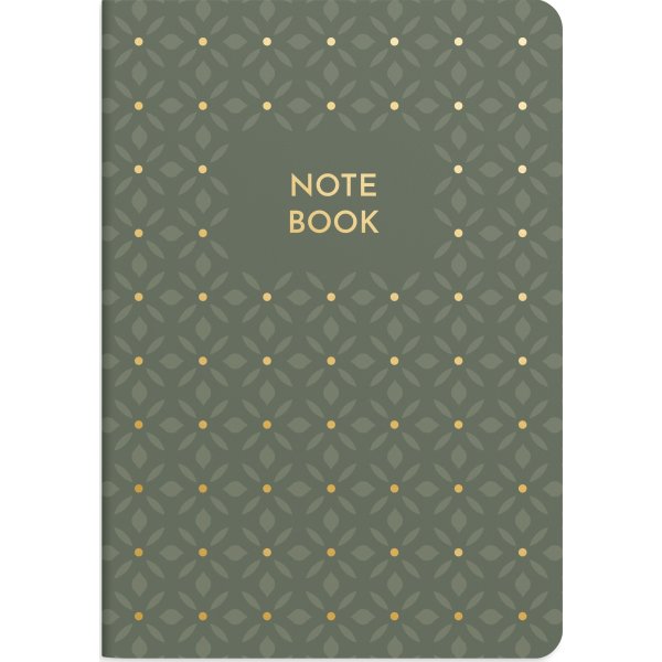 Burde Noteshæfte, 14x21 cm, 2-pk, green & pattern