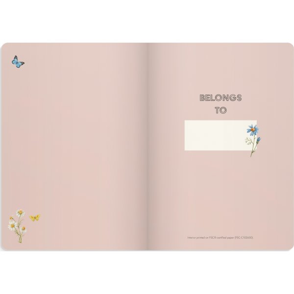 Burde Deluxe Notesbog, A5, linjeret, pink meadow