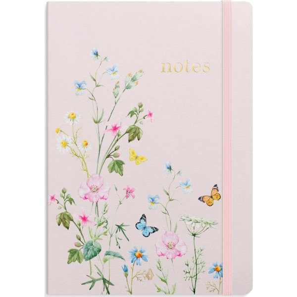 Burde Deluxe Notesbog | A5 | Linj. | Pink meadow