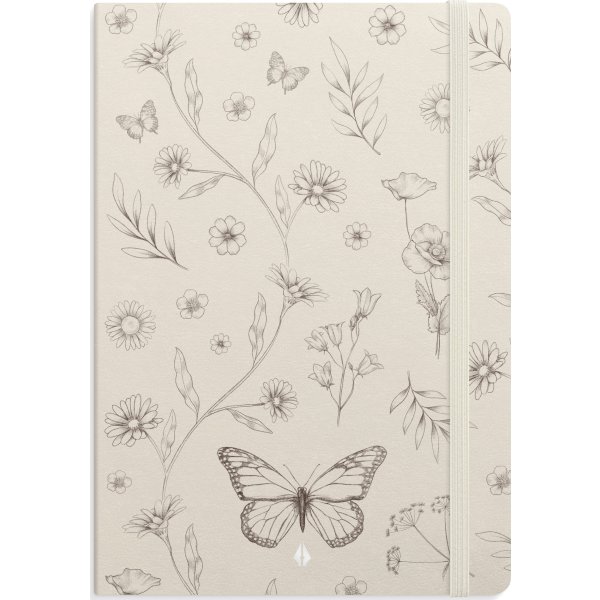 Burde Deluxe Notesbog, A5, linjeret, butterfly
