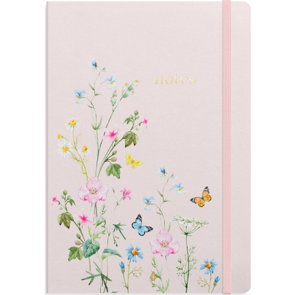 Burde Deluxe Notesbog, B5, linjeret, pink meadow