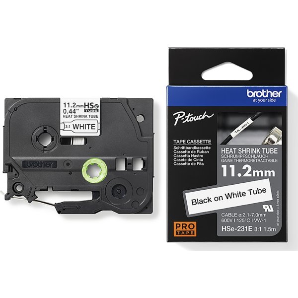 Brother HSe-231E krympeflextape, 11.2mm, sort/gul