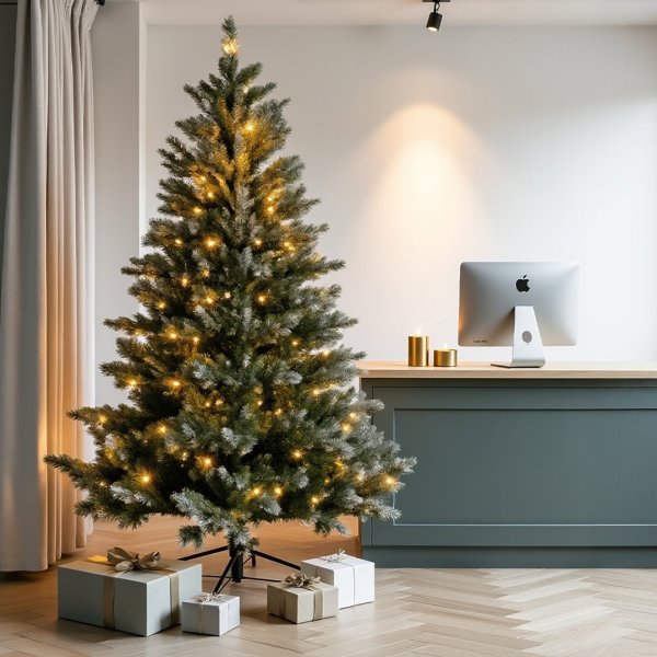 Juletræ LUX inkl. LED lys - 180 cm, Grøn/Sne