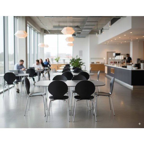 Comfort kantinebord sort, m. udtræk