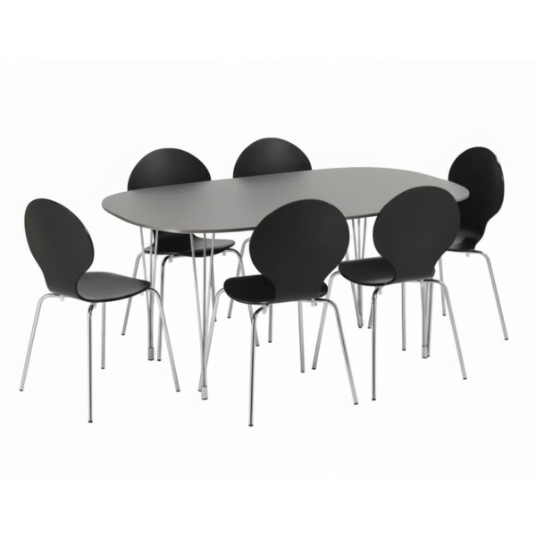 Comfort kantinebord sort, m. udtræk