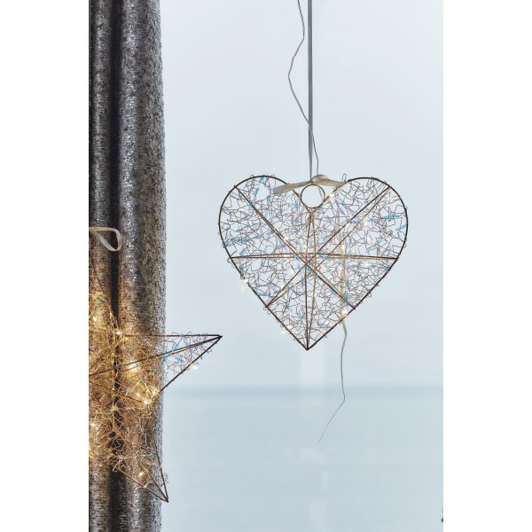 Sirius Lily Hjerte M. LED, H30cm, guld