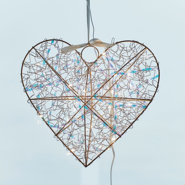 Sirius Lily Hjerte M. LED, H30cm, guld