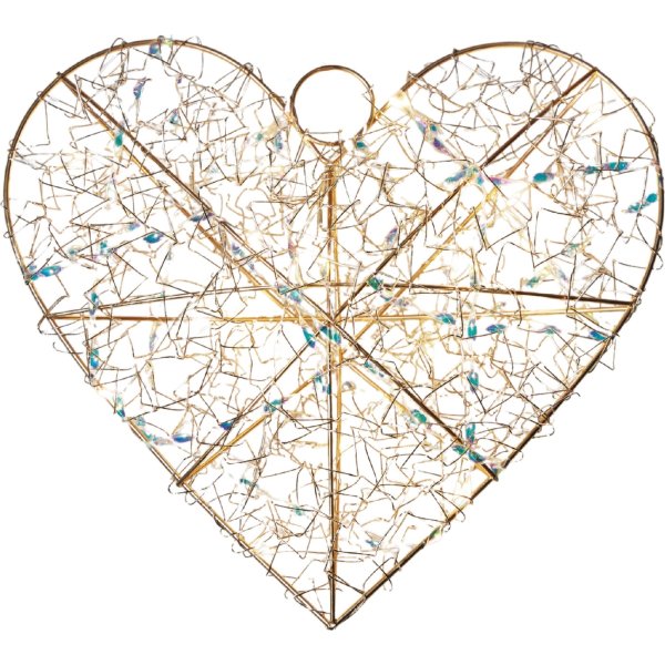 Sirius Lily Hjerte M. LED, H30cm, guld