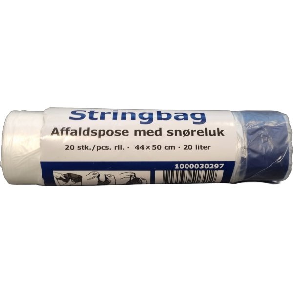 Affaldsposer m/snøreluk | 20 L | 50x44 cm | Klar