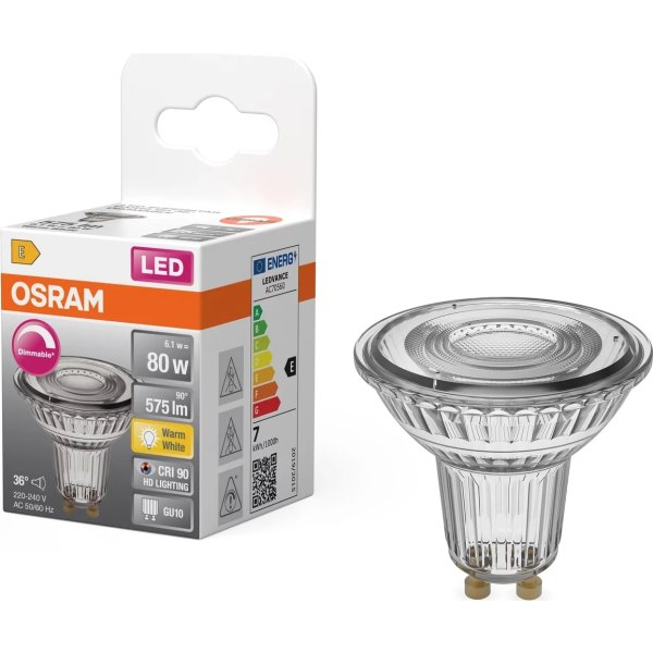 Osram LED Spotpære GU10, 6.1 W, dæmpbar