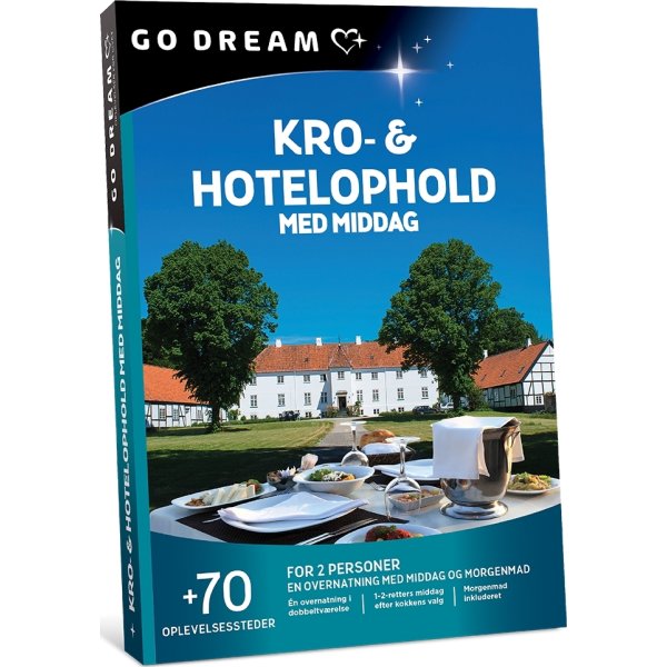 Oplevelsesgave - Kro- og hotelophold med middag