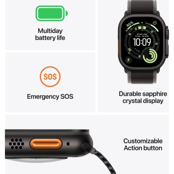 Apple Watch Ultra 3 (GPS+4G) 49mm, natur titan, M