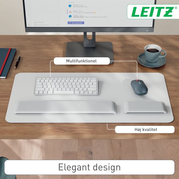 Leitz Skriveunderlag | Læder | 36x70 cm | Lysegrå