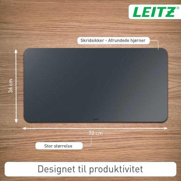 Leitz Skriveunderlag | Læder | 36x70 cm | Mørkegrå