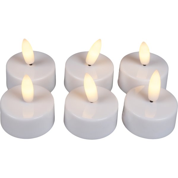 Fyrfadslys LED, H5 cm, Hvid, 6 stk.