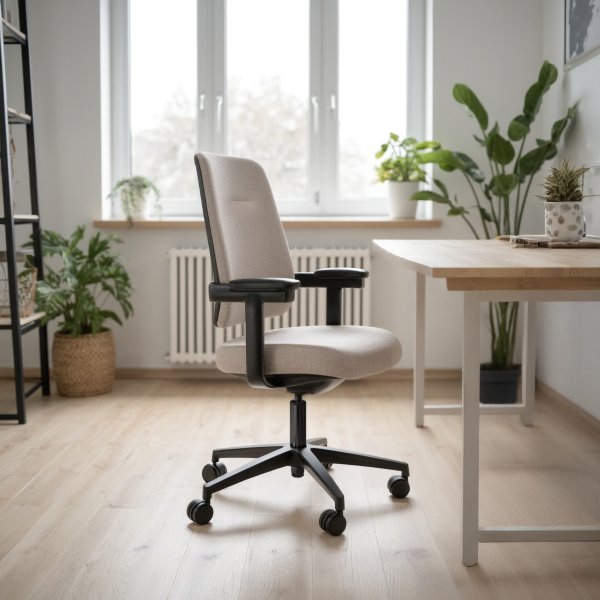 Milano kontorstol, m. armlæn, beige