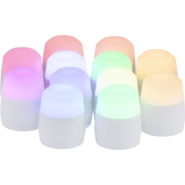 Securit® AYLA hvid glasstage m/farve LED, 12 stk