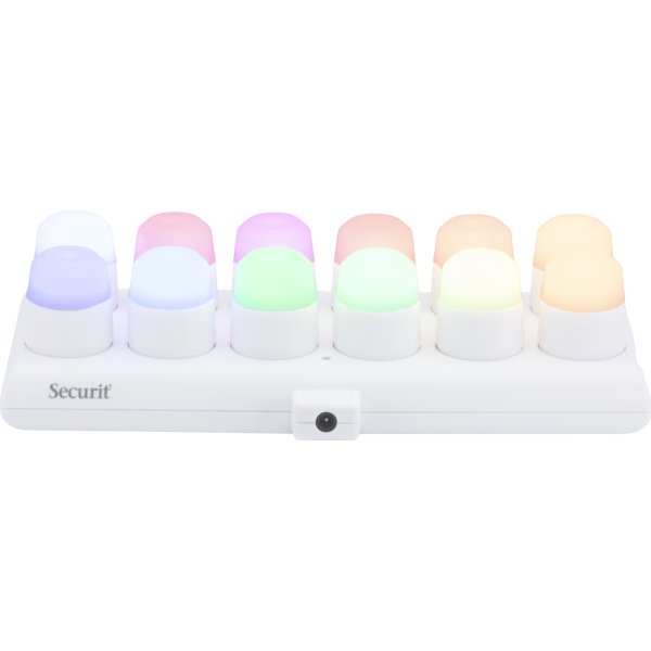 Securit® AYLA hvid glasstage m/farve LED, 12 stk