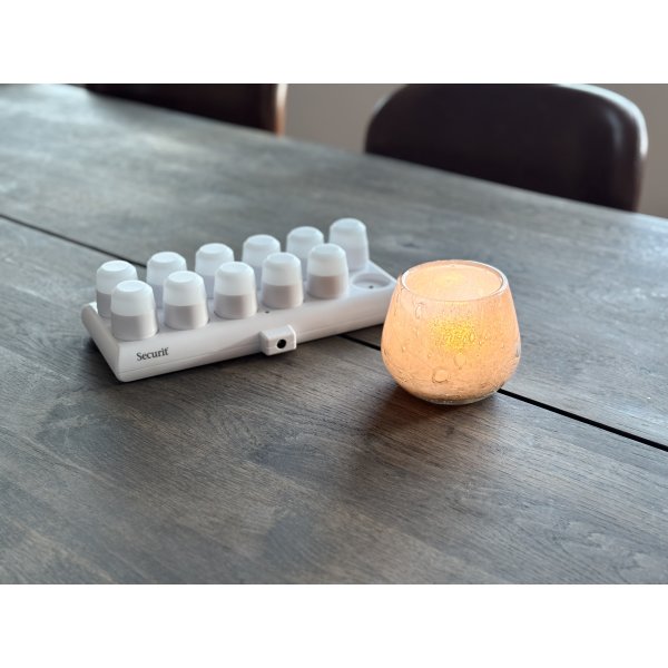 Securit® LUNA hvid glasstage m/farve LED, 12 stk