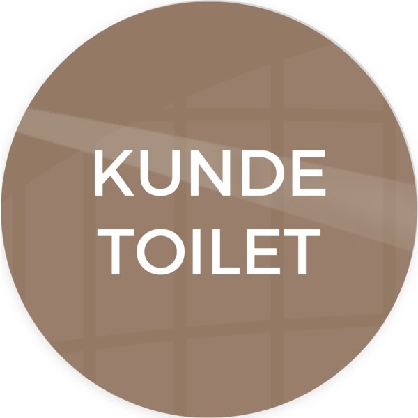 Skilt | Kundetoilet | Ø10 cm | Brun