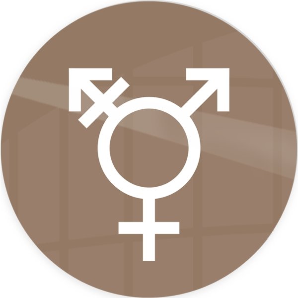 Skilt | Kønsneutral symbol | Ø10 cm | Brun