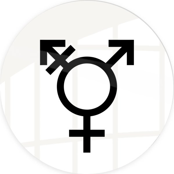 Skilt | Kønsneutral symbol | Ø10 cm | Hvid
