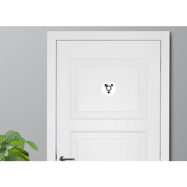 Skilt | Kønsneutral symbol | Ø10 cm | Hvid